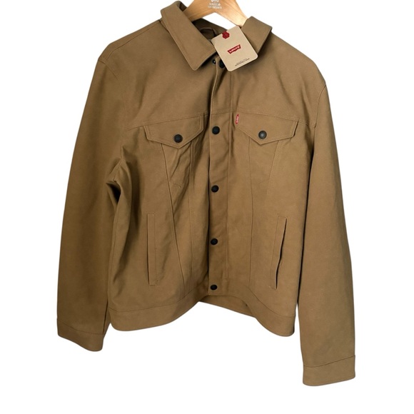 Levi’s Men’s Brown Synthetic Suede Jacket Full Zip With Snap Closure Size L NWT - Picture 2 of 8